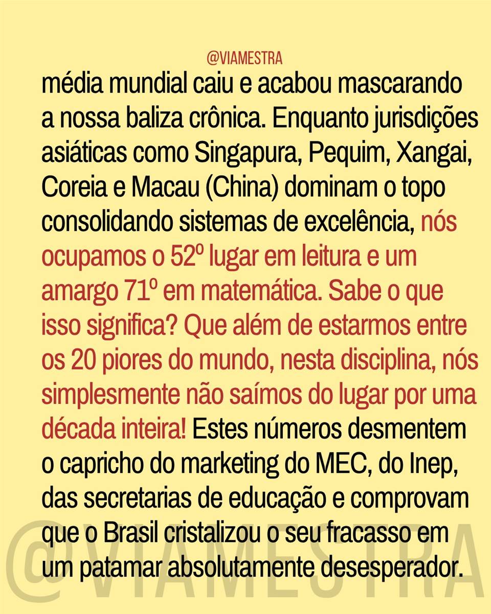 O Brasil no PISA/2025: entre o cinismo das manchetes e o empate com nações em crises humanitárias e conflitos geopolíticos (6/10)